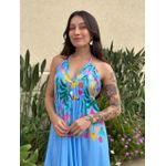 Vestido Midi Monique ESTAMPADO AZUL CLARO COM ROSA