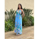 Vestido Midi Monique ESTAMPADO AZUL CLARO COM ROSA