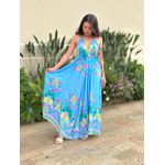 Vestido Midi Monique ESTAMPADO AZUL CLARO COM ROSA