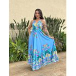 Vestido Midi Monique ESTAMPADO AZUL CLARO COM ROSA