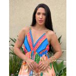Vestido Longo Samanta ESTAMPADO AZUL E LARANJA
