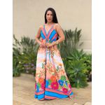 Vestido Longo Samanta ESTAMPADO AZUL E LARANJA