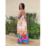 Vestido Longo Samanta ESTAMPADO AZUL E LARANJA