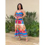Vestido Midi Sofia ESTAMPADO AZUL E LARANJA