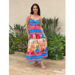 Vestido Midi Sofia ESTAMPADO AZUL E LARANJA