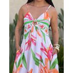 Vestido Longo Bruna ESTAMPADO ROSA COM LARANJA