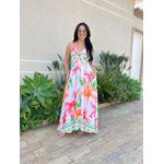 Vestido Longo Bruna ESTAMPADO ROSA COM LARANJA