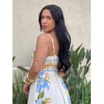 Vestido Longo Marieta ESTAMPADO CREME COM AZUL