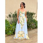 Vestido Longo Marieta ESTAMPADO AZUL CLARO COM AMARELO