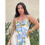 Vestido Longo Marieta ESTAMPADO CREME COM AZUL