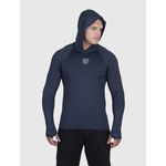 Camiseta Azul Marinho USUP Capuz Manga Longa Microdry UV50+ Com Abertura de Polegar