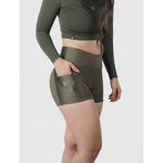 Short Luna Verde Militar Poliamida Uv 50+ Blackout Bolsos na Lateral 