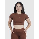 Cropped Luna Usup Café Poliamida Uv 50+ Manga Curta 