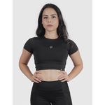 Cropped Luna Usup Preto Poliamida Uv 50+ Manga Curta