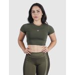 Cropped Luna Usup Verde Militar Poliamida Uv 50+ Manga Curta