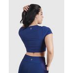 Cropped Luna Usup Azul Navy Poliamida Uv 50+ Manga Curta
