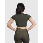 Cropped Luna Usup Verde Militar Poliamida Uv 50+ Manga Curta