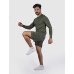 Short Duble Usup Verde Militar Compression Poliamida Uv 50+ Bolsos Interno 