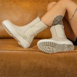 Bota Chelsea Feminina Vittal Gabrielle em Couro Cano Alto - R1090OffWhite