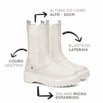 Bota Chelsea Feminina Vittal Gabrielle em Couro Cano Alto - R1090OffWhite