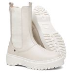 Bota Chelsea Feminina Vittal Gabrielle em Couro Cano Alto - R1090OffWhite