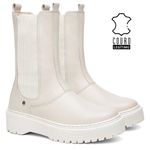 Bota Chelsea Feminina Vittal Gabrielle em Couro Cano Alto - R1090OffWhite