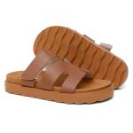 Sandalia Feminina Hera Vittal Flat em Couro Legitimo Caramelo - R010-Caramelo