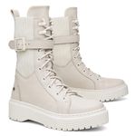 Coturno Feminino Caterine Vittal em Couro Legitimo Cano Alto - R1070OffWhite