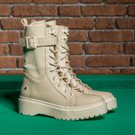 Coturno Feminino Caterine Vittal em Couro Legitimo Cano Alto - R1070OffWhite