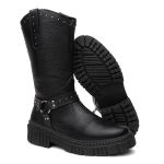 Bota Feminina Country Alice em Couro Legitimo com Fivela - R4080-Preto