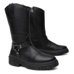 Bota Feminina Country Alice em Couro Legitimo com Fivela - R4080-Preto