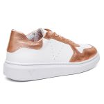 Tênis Sneakers Feminino Em Couro Legitimo Vittal - T200-BCO/COBRE