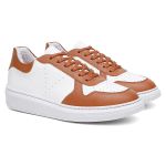 Tênis Sneakers Feminino Em Couro Legitimo Vittal - T200-BCO/CARAMELO