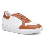 Tênis Sneakers Feminino Em Couro Legitimo Vittal - T200-BCO/CARAMELO