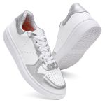 Tênis Sneakers Feminino Em Couro Legitimo Vittal - T200-BCO/PRATA