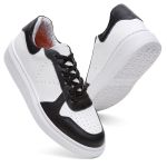 Tênis Sneakers Feminino Em Couro Legitimo Vittal - T200-BCO/PRETO
