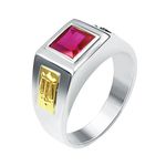 Anel de Formatura Masculino Quadrado Prata 950 Emblemas Ouro 18k