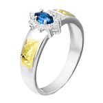Anel de Formatura Feminino em Prata 950 com Pedra Navete Símbolos Ouro 18k