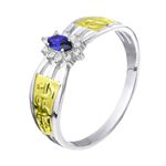 Delicado Anel de Formatura Feminino em Prata 950 Aro Triplo e Pedra Navete