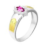 Anel de Formatura Feminino em Prata 950 com Pedra Navete Símbolos Ouro 18k