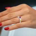 Anel de Formatura Feminino em Prata com Pedra Gota P134F