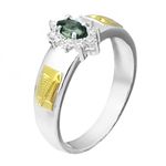 Anel de Formatura Feminino em Prata 950 com Pedra Navete Símbolos Ouro 18k