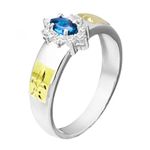 Anel de Formatura Feminino em Prata 950 com Pedra Navete Símbolos Ouro 18k