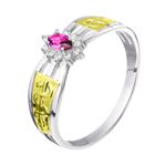 Delicado Anel de Formatura Feminino em Prata 950 Aro Triplo e Pedra Navete