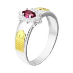 Anel de Formatura Feminino em Prata 950 com Pedra Navete Símbolos Ouro 18k