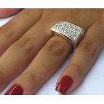 Anel De Prata 950 Feminino Pave 45 Pedras Zircônias - 39066