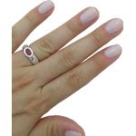 Anel Em Prata 950 Feminino Com Pedra Zircônia Cor Rubi