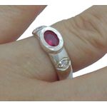 Anel Em Prata 950 Feminino Com Pedra Zircônia Cor Rubi