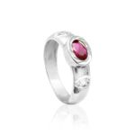Anel Em Prata 950 Feminino Com Pedra Zircônia Cor Rubi