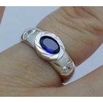 Anel Em Prata 950 Feminino Com Pedra Zircônia Cor Safira